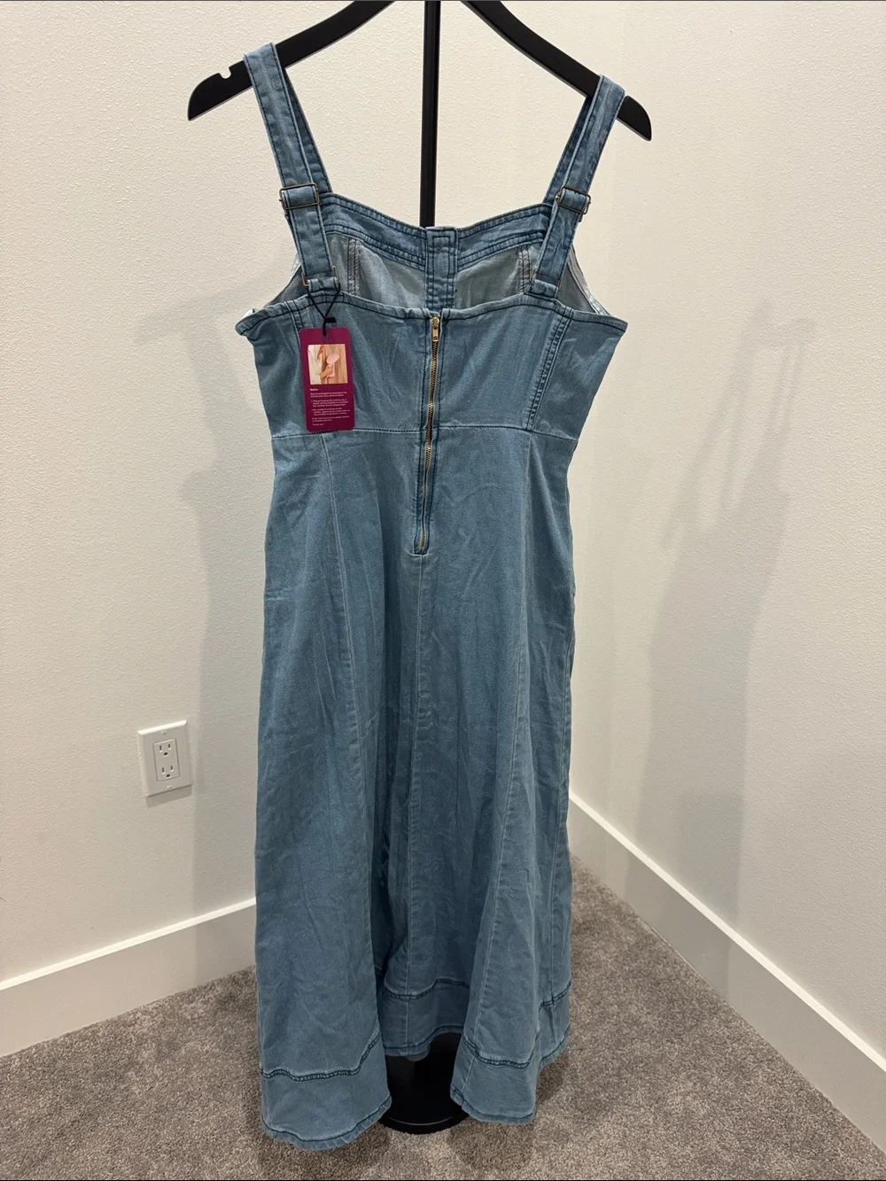 Denim Button-Front Maxi Dress - Light Blue - Picture 2 of 2